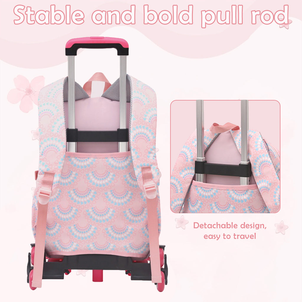 PALAY® School Backpack on 6-Wheel Backpack with Retractable Pull Handle Schoolgirls Backpack Detachable Wheel Stand Design Fashion Travel Backpack School Gift for Girls 6-12 Years Old PALAY® School Backpack on 6-Wheel Backpack with Retractable Pull Handle Schoolgirls Backpack Detachable Wheel Stand Design Fashion Travel Backpack School Gift for Girls 6-12 Years Old